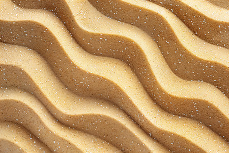 Sand texture background. Top view of sand surface with wave pattern.の写真素材