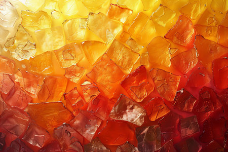 Abstract colorful background. Close up of colorful glass texture. Orange, yellow, red colors.の写真素材