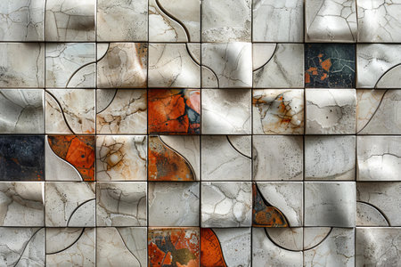 abstract background of marble tiles with orange and black spots. High quality photo