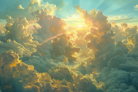 beautiful sunset in the sky with clouds. 3d render illustration
