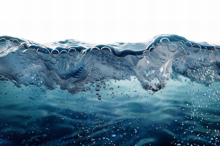 Water surface with air bubbles. 3d rendering, 3d illustration.の写真素材