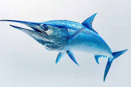 Blue marlin fish isolated on white background, close-up.の写真素材