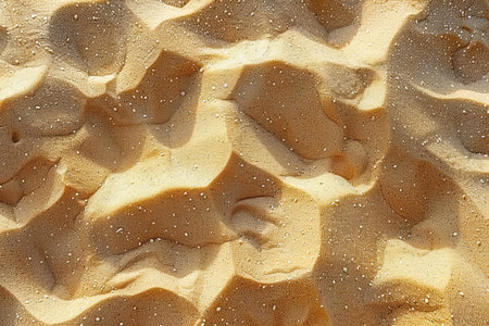 Texture of yellow sand. Abstract background, empty template for design.の写真素材