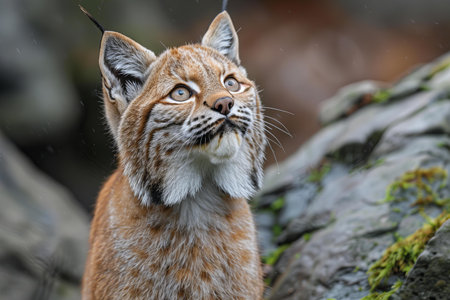 Eurasian lynx (Lynx lynx) closeup portraitの写真素材