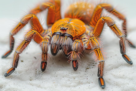 Close up of orange tarantula spider on the white background.の写真素材