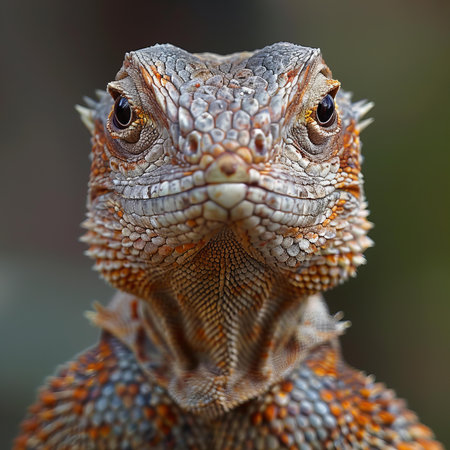 Portrait of a bearded dragon (Pogona vitticeps)の写真素材