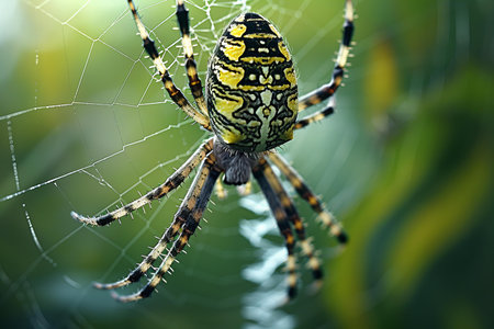 Close up of a spider on a web in the rainforest.の写真素材