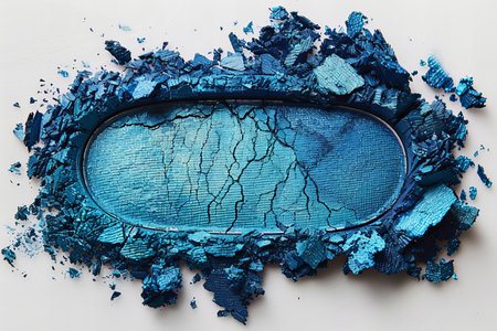 Blue crushed eyeshadow as sample of cosmetic product on white backgroundの写真素材