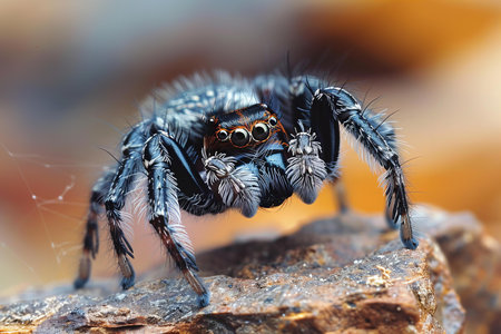 jumping spider macro close up in nature, Thailand, Asia.