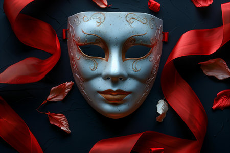 Masks with the theatre concept on a black background. 3d renderingの写真素材