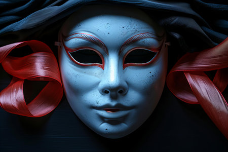 Masks with the theatre concept, 3d rendering. Computer digital drawing.の写真素材
