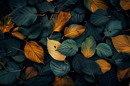 Colorful autumn leaves background. Top view. Flat lay. Nature conceptの写真素材