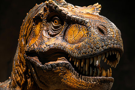 Tyrannosaurus Rex Dinosaur Head Sculpture, close up