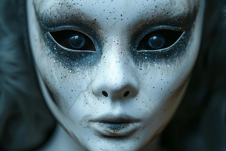 Close-up portrait of an alien girl. 3D rendering.の写真素材