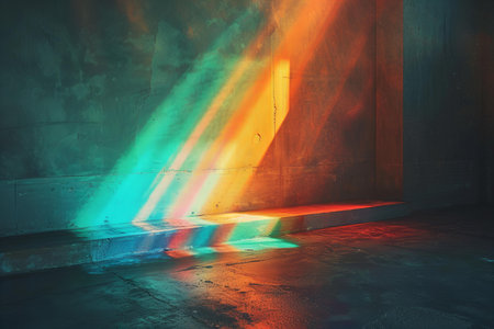 abstract scene with light rays and shadow on the floor. 3d rendering