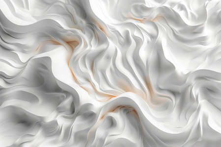abstract white background with smooth lines and waves. 3d render illustrationの写真素材
