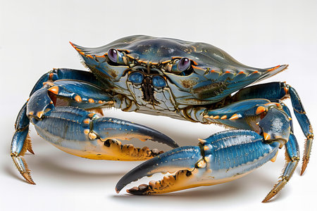 Blue crab isolated on white background. Close up of blue crab.の写真素材