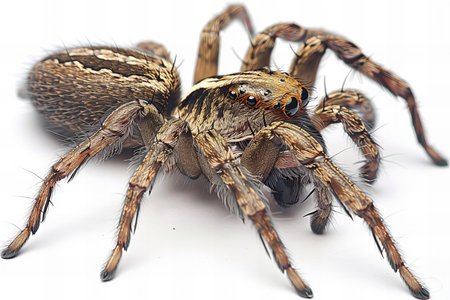 jumping spider isolated on white background. close up. macro.の写真素材