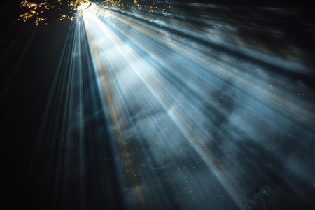 abstract rays of light on a dark background. Rays of lightの写真素材