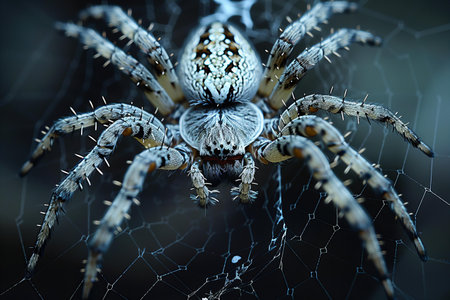 spider on a spider web in the forest. 3d illustration