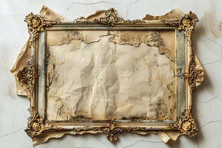 Old vintage photo frame on grunge wall background with copy space.の写真素材