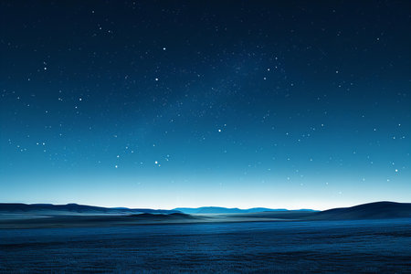 Landscape with starry sky and snowy mountains. 3d renderingの写真素材