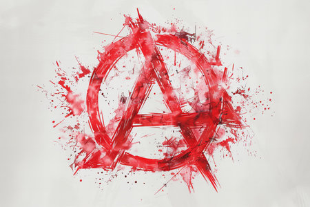 Abstract red peace symbol on a white background. The concept of peace and freedom.の写真素材