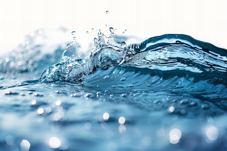 splashing water with bubbles on a white background. close-up