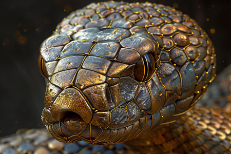 Close up of the head of a snake. 3D rendering.の写真素材