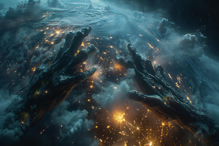 Fantasy alien planet in deep space. 3D rendering illustration.