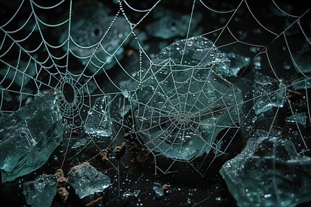 spider web and cobweb on black background. Halloween concept.