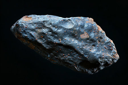 Macro shot of an iron ore isolated on a black background.