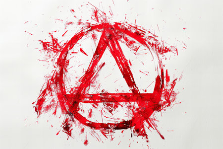 The letter A is written in red paint on a white background.