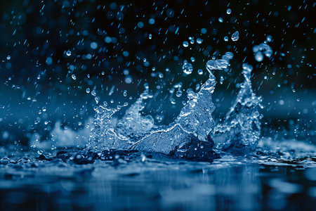 splashes of water on a dark background. drops of water on a dark background