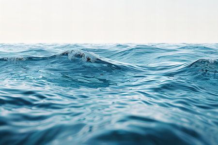 Water surface in the sea with waves and splashes of water.
