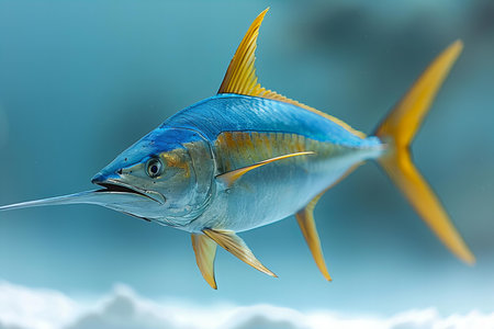 Blue marlin fish on blue background. 3d render illustration.
