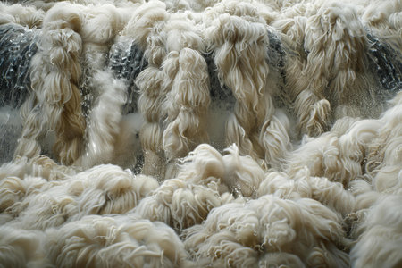 Sheep wool close-up on a white background. Sheep wool texture