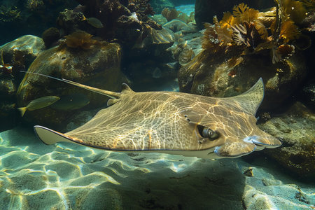 Manta ray on the coral reef, Koh Samui, Thailand