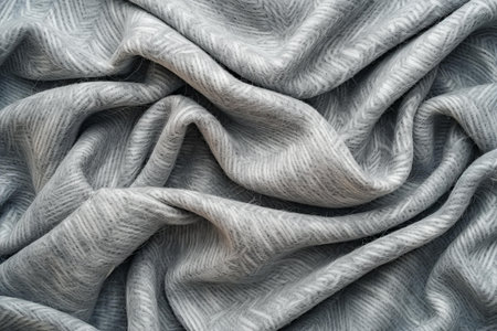 Crumpled gray woolen fabric as background, top view.