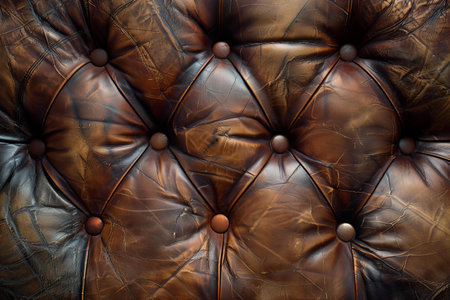 Luxury brown leather upholstery texture background. Close-up.