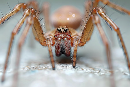 Macro shot of a jumping spider on a glass plate. Shallow depth of field.