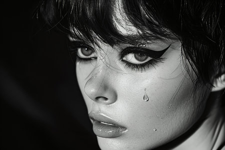 Portrait of young beautiful woman with creative make up and wet hair