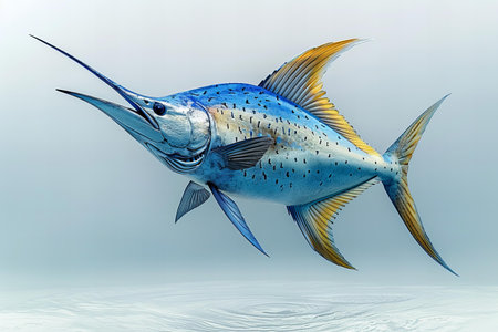 Blue marlin fish in water. 3D rendered Illustration.