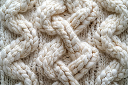White knitted wool background. Close up of knitted wool texture