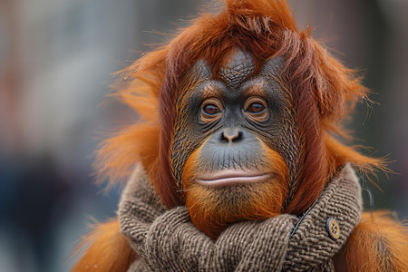 Orangutan close-up portrait.