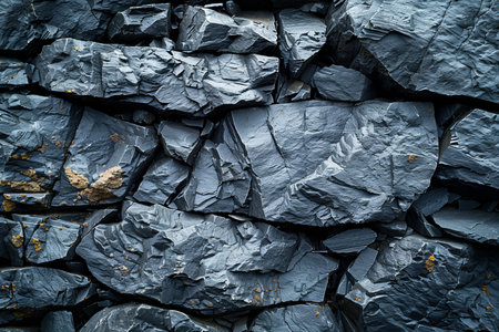 Background of black slate stone wall texture. Selective focus. Toned.