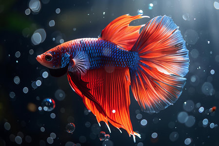 Capture the moving moment of red siamese fighting fish isolated on black background. betta fish