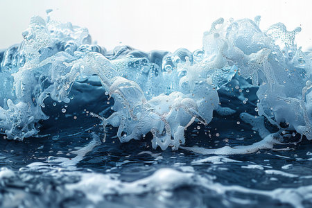Splashes of water on a blue background. 3d rendering, 3d illustration.