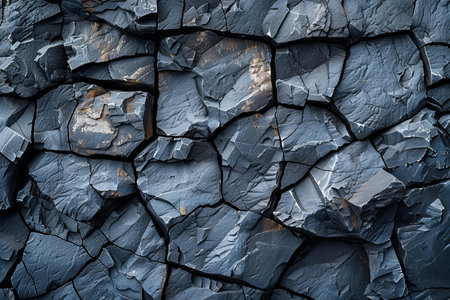 Abstract background of cracked black lava. Cracks in the ground.