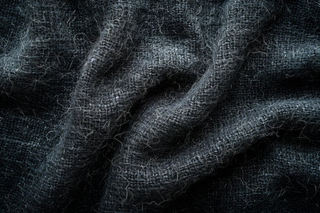 Texture of crumpled black fabric. Abstract background. Toned.の写真素材